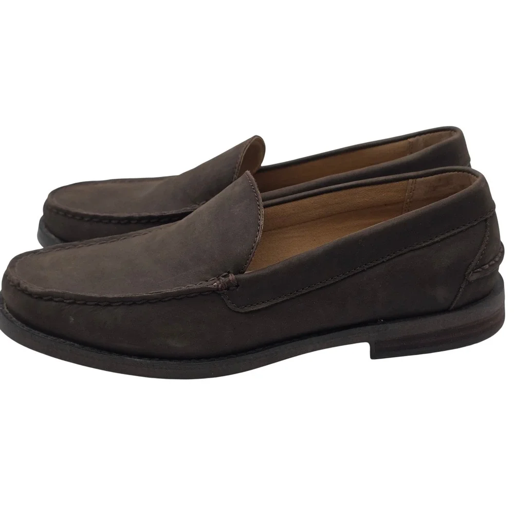 Polo Ralph Lauren Loafers Mens Dark Brown Nubuck Leather Moc Toe Slip On Shoes